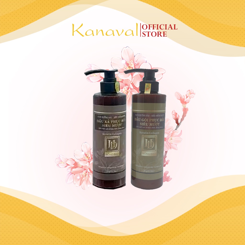Dầu gội dầu xả Hồng Đạt phục hồi siêu mềm mượt, dầu gội HD 500ml - Kanaval Official Store.