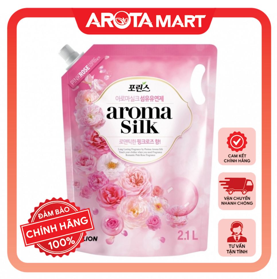 Nước xả vải Hương Hoa Hồng Aroma Silk túi 2.1 L Hàn Quốc