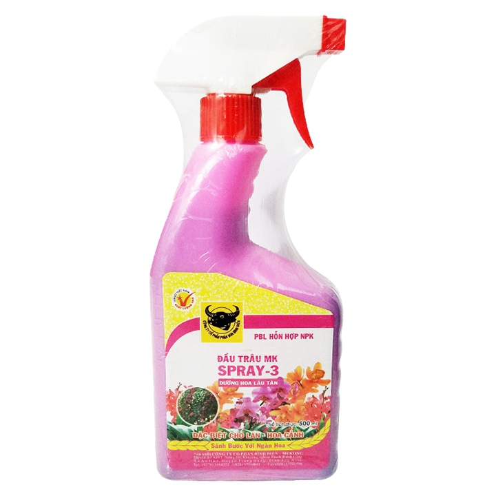 Phân bón Đầu Trâu Spray 3 500ml dưỡng hoa hoa to màu sắc đẹp cho hoa lan cây mai vàng hoa hồng