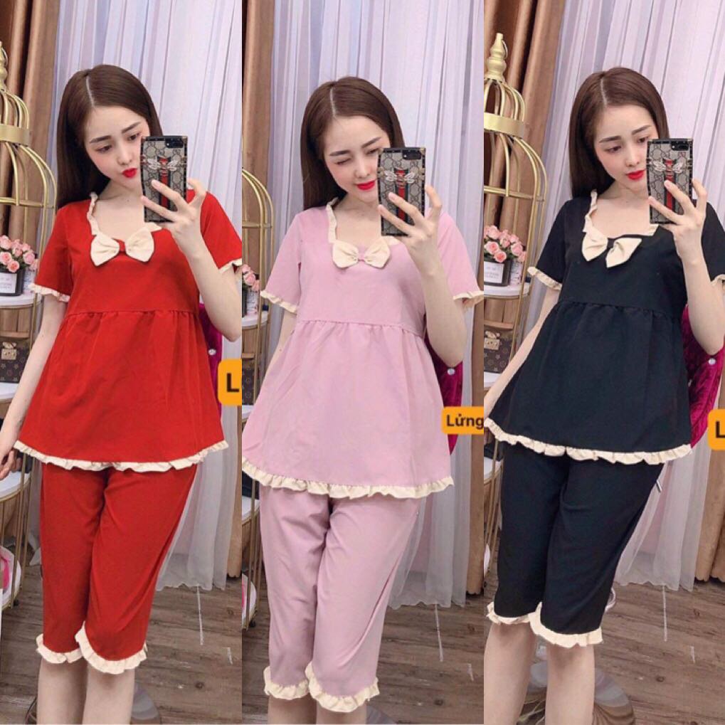 Set bộ thời trang lửng phối viền bèo siêu dễ thương