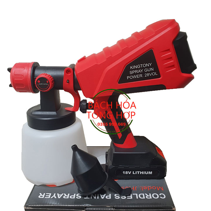 Máy phun sơn cầm tay dùng pin 18v đầy đủ pin + sạc kim phun bằng đồng cao cấp