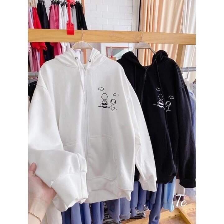 Freeship áo hoodie khoá cậu bé và cún
