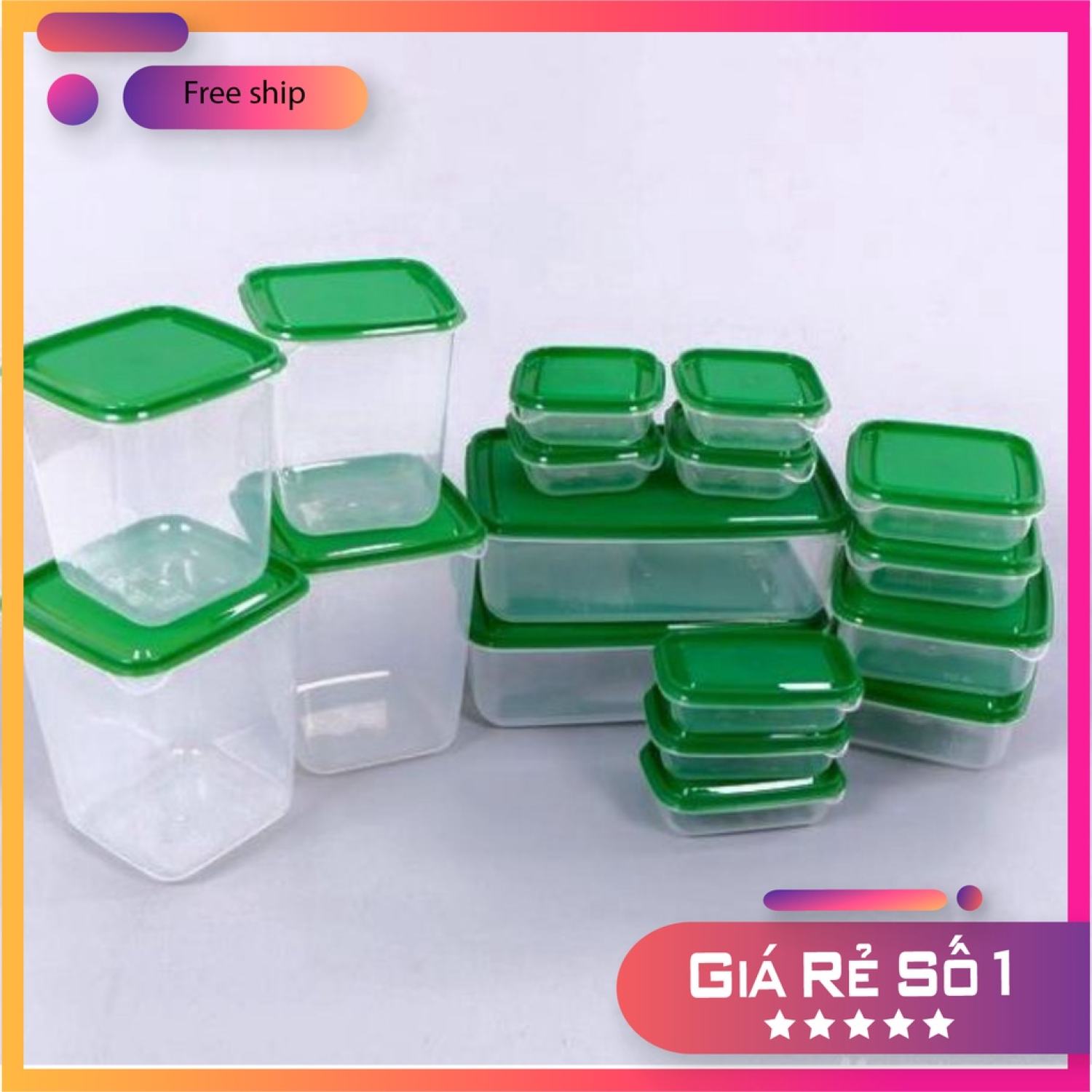 Bộ hộp 17 món ikea - set 17 hộp nhựa cao cấp đựng thực phẩm bảo quản tủ lạnh