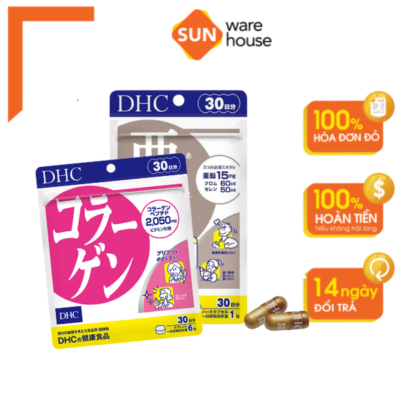 Combo Viên Uống DHC Kẽm Zin C Và DHC Collagen Dưỡng Da Căng Mịn, Chống Lại Quá Trình Lão Hóa Mạnh Mẽ - 30 Ngày Sunware House