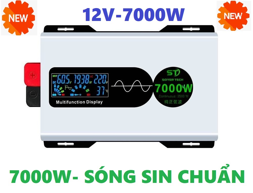 Bộ chuyển đổi điện Sin Chuẩn 7000WBộ Đổi Nguồn 12V sang 220V Sin Chuẩn 7000wSOYER TECH