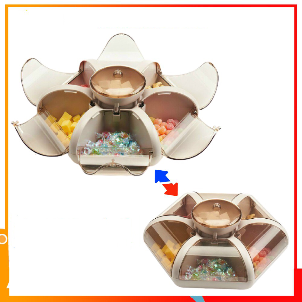 [HCM][SIÊU KHUYỄN MÃI 50%] Khay Đựng Mứt Bánh Kẹo Tự Mở Hình Cánh Hoa Sen 7 Ngăn - Hộp Đựng Bánh Kẹo Bánh Mứt-Khay Đựng Bánh Mứt Hạt Dưa -Mở Siêu Đẹp Thiết Kế Hình Bông Hoa Nhã Nhặn Lịch Sự.