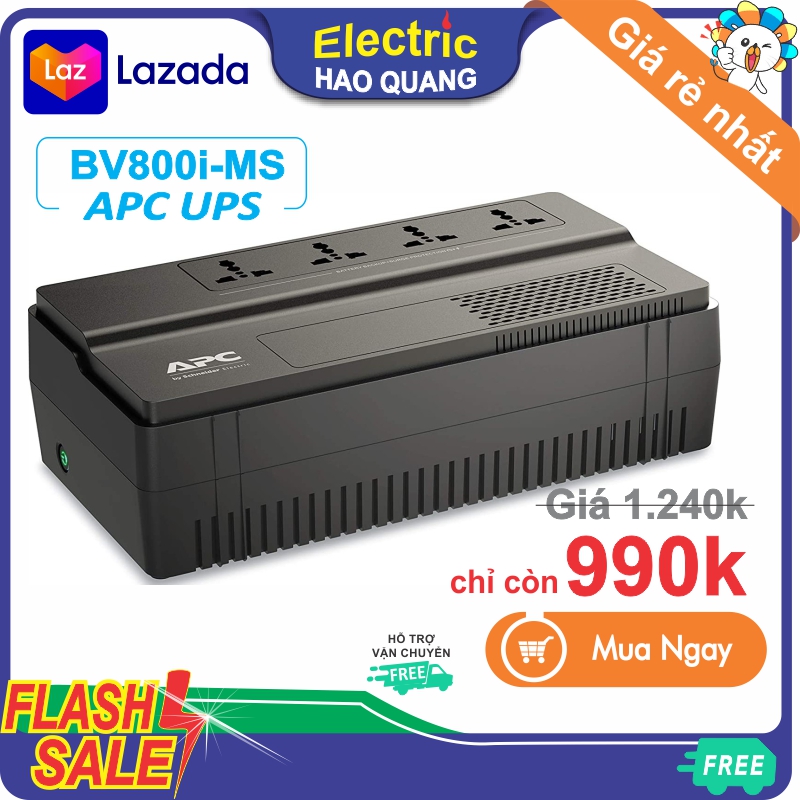 Bộ lưu điện apc _ ups bv1000i-ms dùng cho máy tính bàn các thiết bị văn phòng, camera