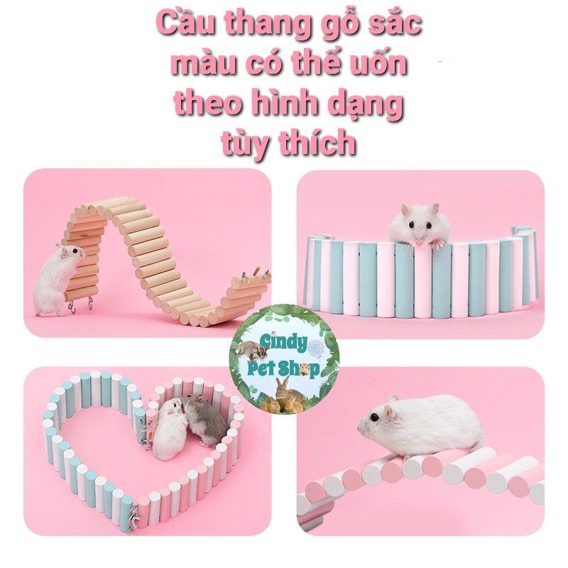 Cầu thang gỗ phụ kiện chuồng cho hamster, thỏ, bọ, sóc bông, nhím, sóc bắc mỹ, dumbo rat,...