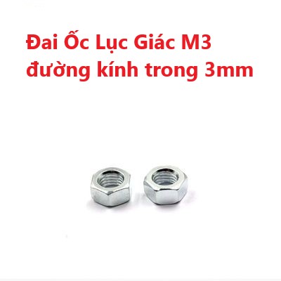 Gói 10 con - vít m3 đầu tròn dài 5mm - m38, gói 10 con - đai ốc lục giác m3 - đường kính trong 3mm