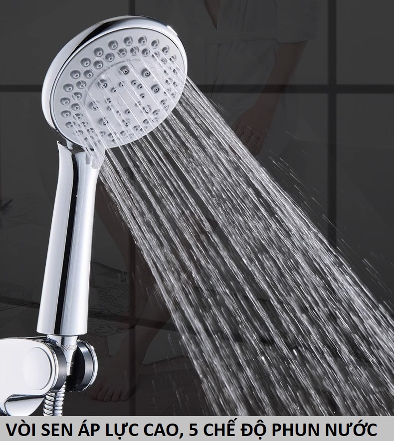Vòi sen tắm nóng lạnh áp lực cao, với 5 chế độ phun nước khác nhau