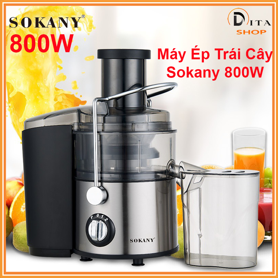 Máy ép trái cây Sokany 1200W, 2 tốc độ. Ép tốt các loại trái cây cứng như cóc, ổi, cà rốt... Máy ép hoa quả chính hãng bảo hành 1 năm. Mẫu mới
