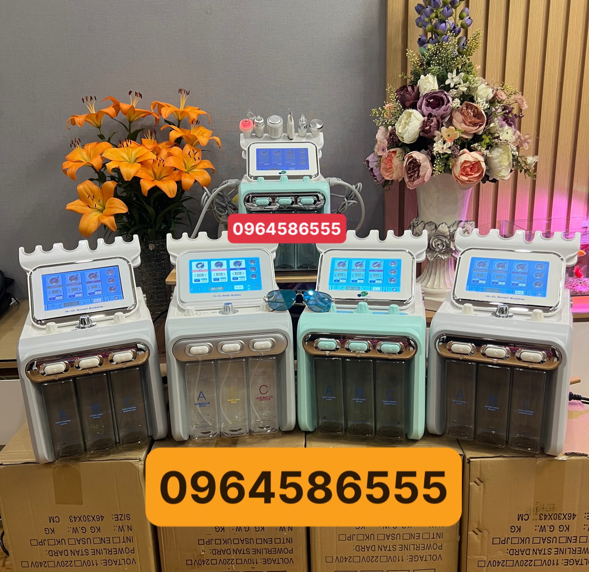 Máy h202 aqua 6in1 . máy chăm 6in1 sóc da h2o2 6 chức năng