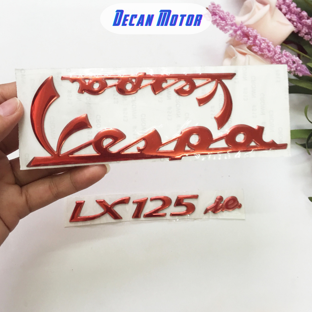 Tem dán xe máy vespa 125 ie, decan xe vespa, tem nổi xe vespa, tem dán hai bên xe vespa, hàng chất lượng có keo sẵn, dán hai bên sườn xe