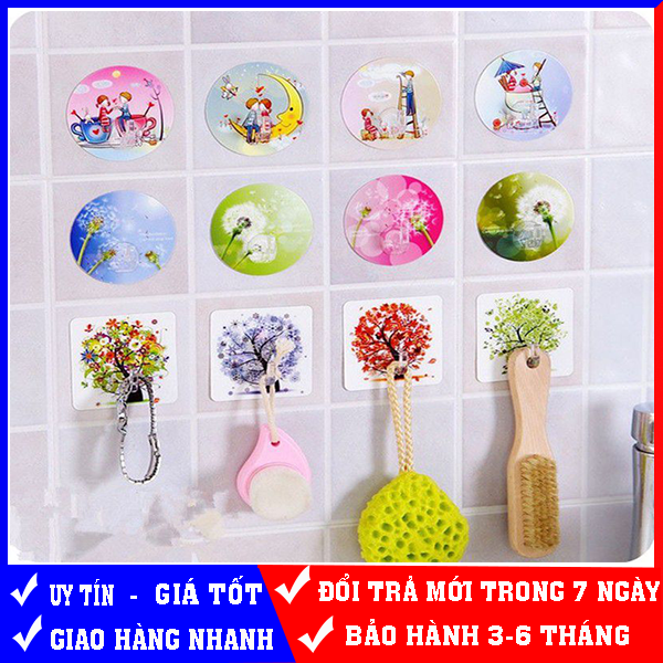 Combo 5 móc dán tường 3D nhiều hình treo vật dụng chắc chắn