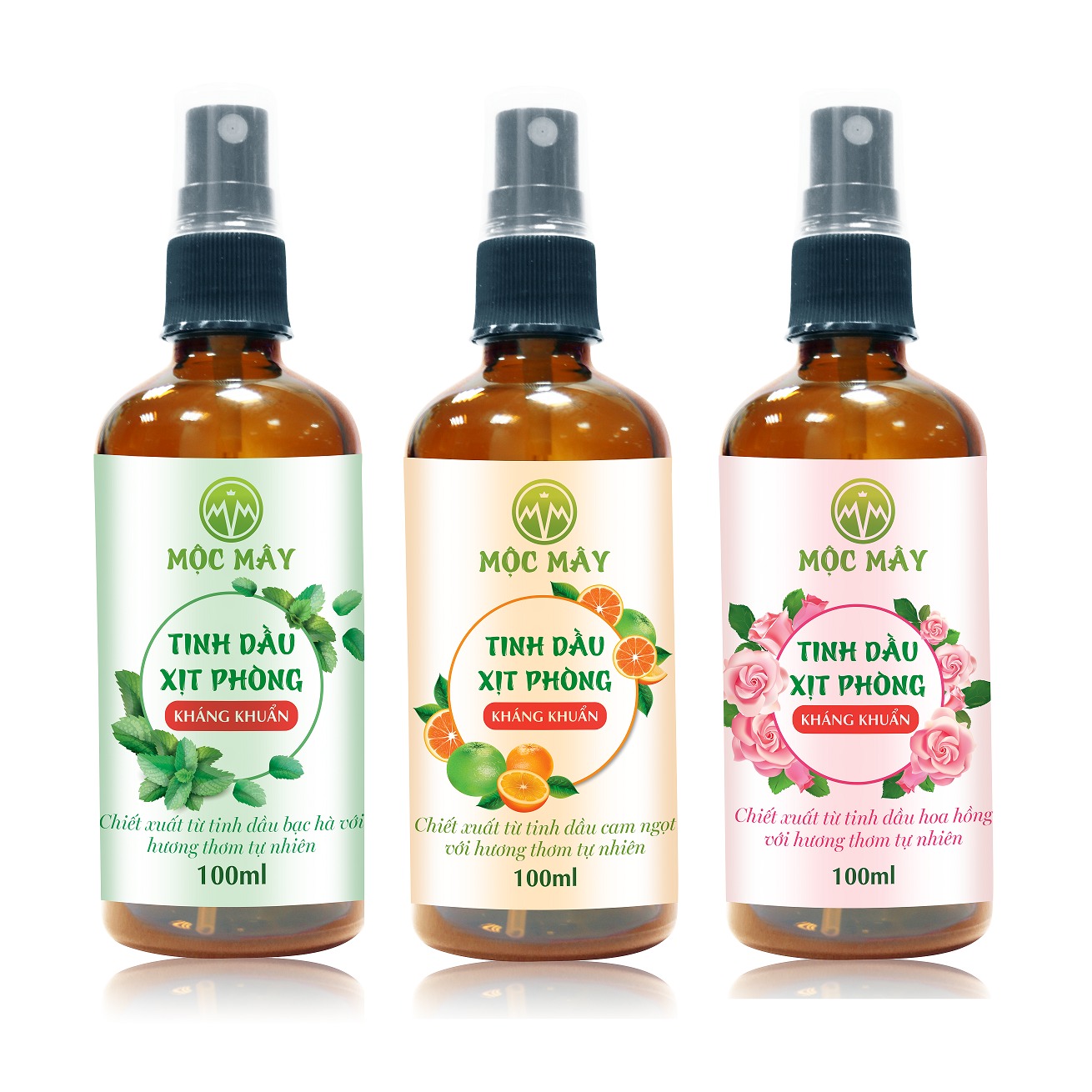  Tinh dầu xịt phòng kháng khuẩn 100ml từ thiên nhiên Bạc hà  sả chanh  Quế  Hoa Lài  Ngọc Lan Tây  Lavender  hoa hồng  bưởi  Cam ngọt  Quýt 