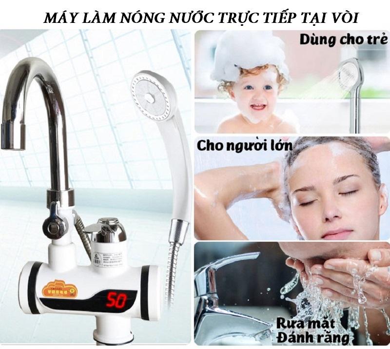 Voi nuoc nong lanh, Máy nước nóng an toàn, Máy Nước Nóng Trực Tiếp Tại Vòi Công Suất 3000W Làm Nóng Nhanh. An toàn tuyệt đối, tiết kiệm điện năng. Bảo hành uy tín 1 ĐỔI 1