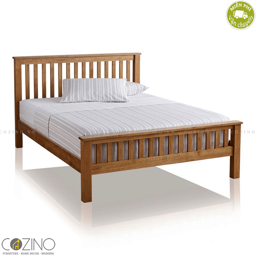 Giường đơn Original Rustic 100% gỗ sồi 1m0