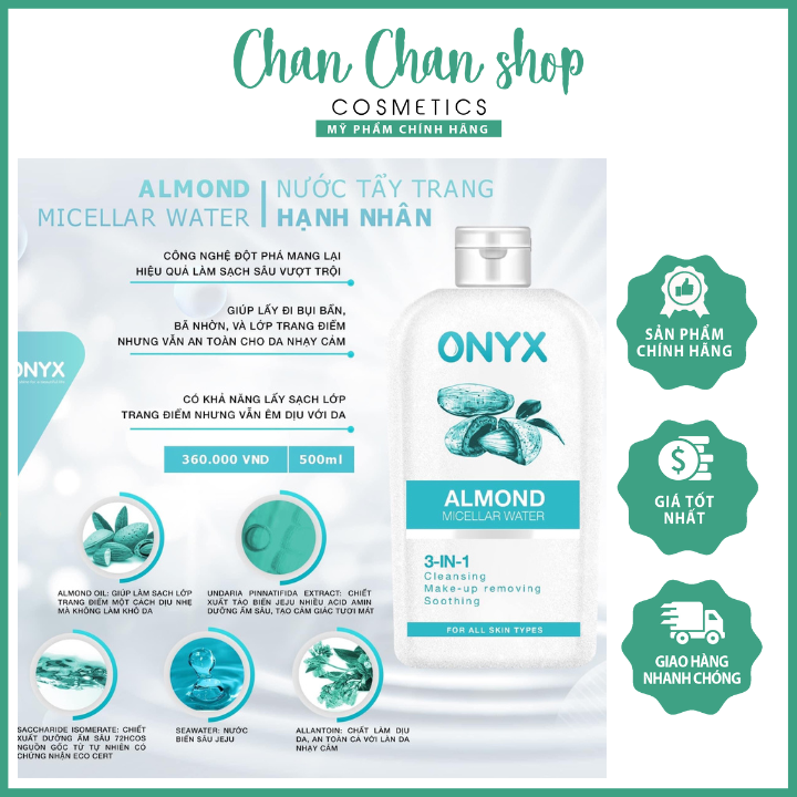 Nước tẩy trang dưỡng da hạnh nhân onyx siêu phẩm dành cho những cô nàng mê skincare