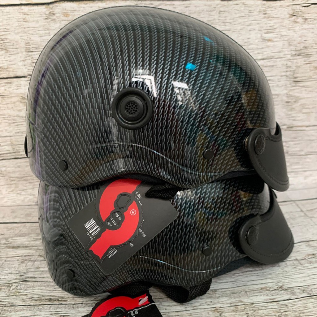 [HCM]Mũ Bảo Hiểm CacBon Thời Trang Nam Nữ Tặng Kèm Sticker