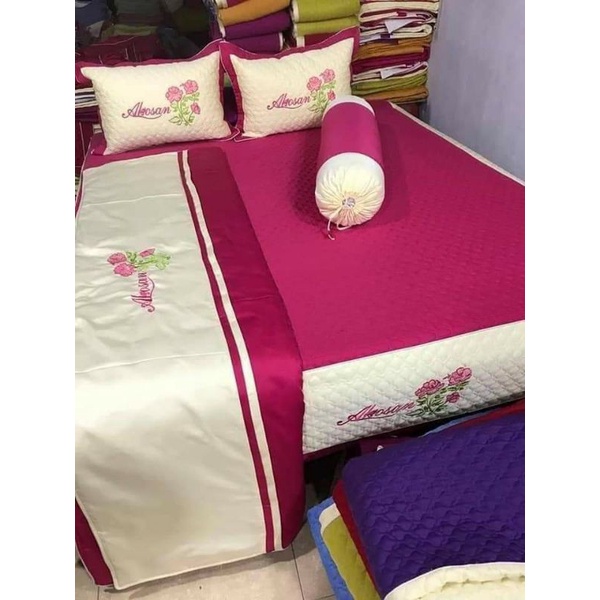 Bộ satin 5 món trần thêu cao cấp thương hiệu akôsan