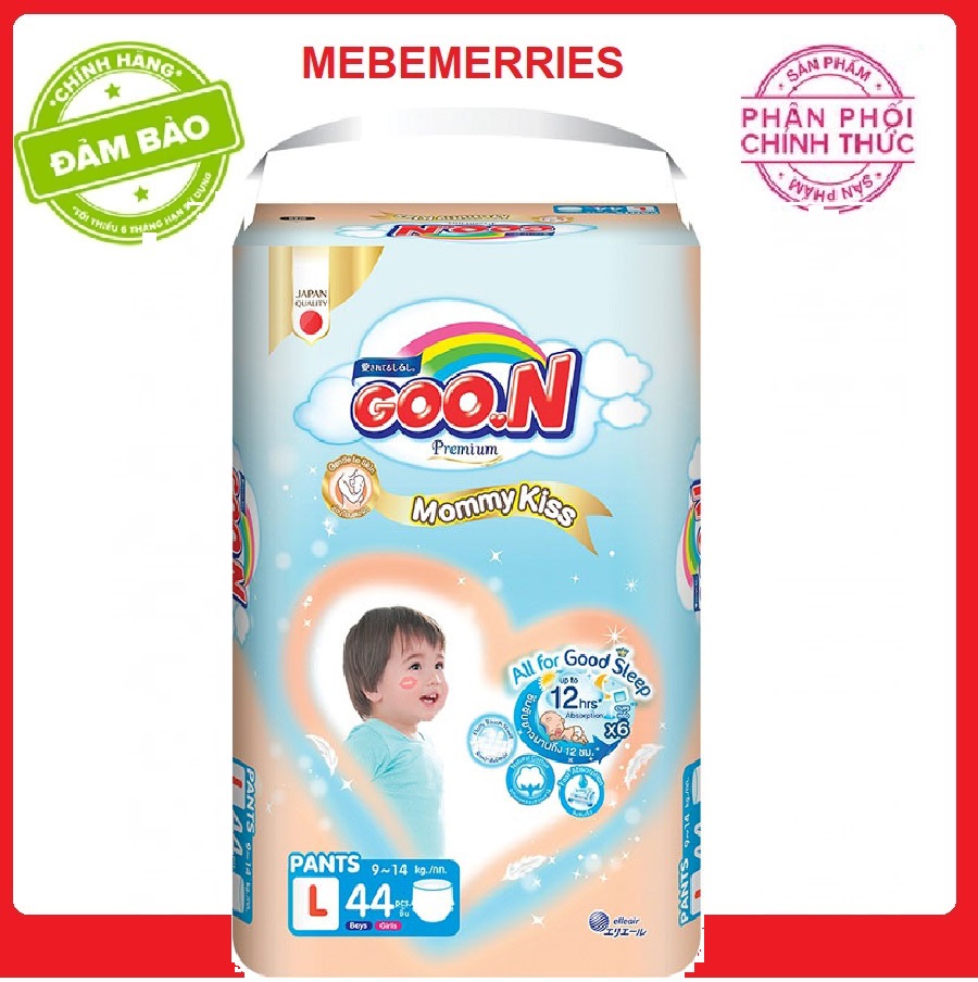 cắt tem Bỉm - Tã quần Goon mới size L 44 miếng (cho bé 9-14kg)