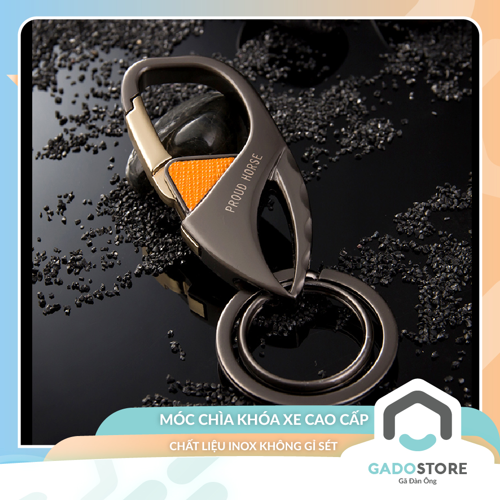 Móc khoá xe GADO móc chìa khoá Proud Horse inox cao cấp có chốt đeo lưng quần G097