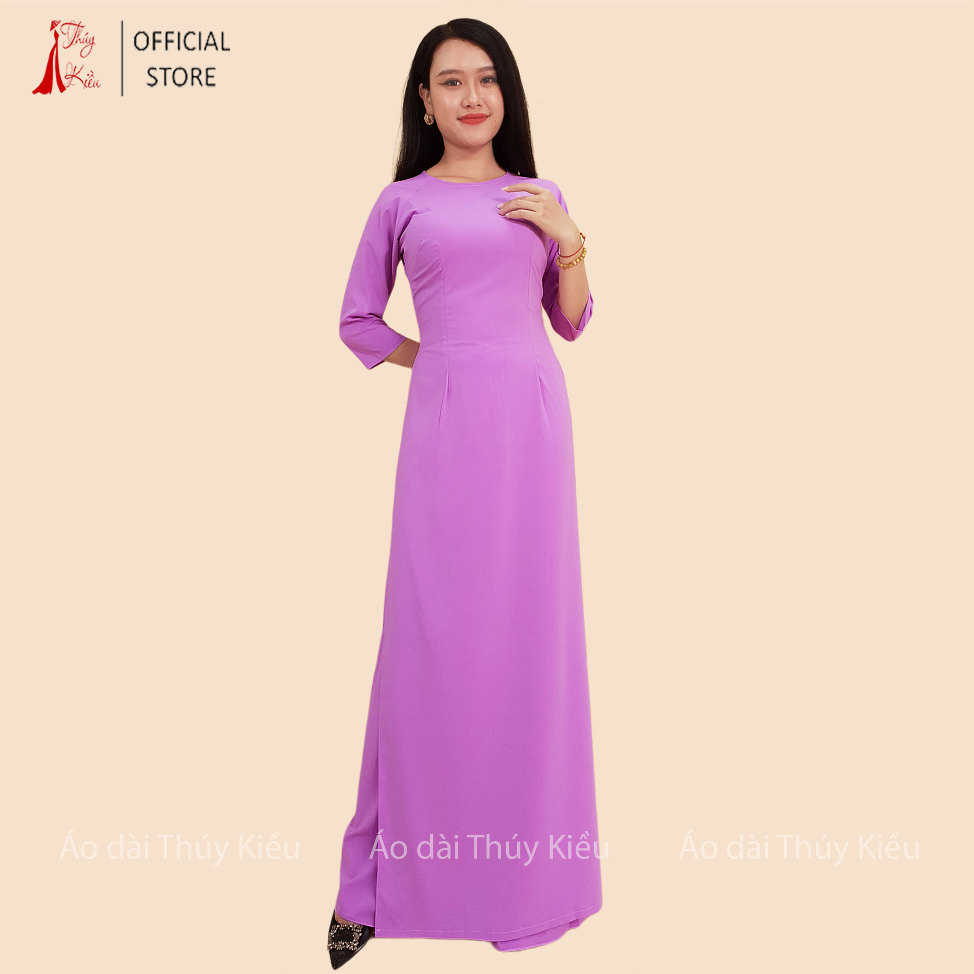 Áo dài Thúy Kiều áo dài trơn lụa Nhật màu tím nhạt AK5 ❤️FREESHIP❤️ mềm mại, co giãn, thấm hút mồ hôi, áo dài truyền thống, áo dài giá rẻ