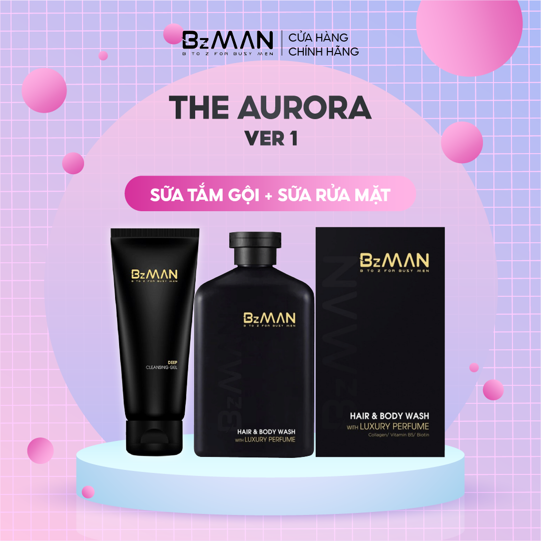 Combo The Aurora ver 1 BzMan Sữa tắm gội Nam hương nước hoa cao cấp 320 ml