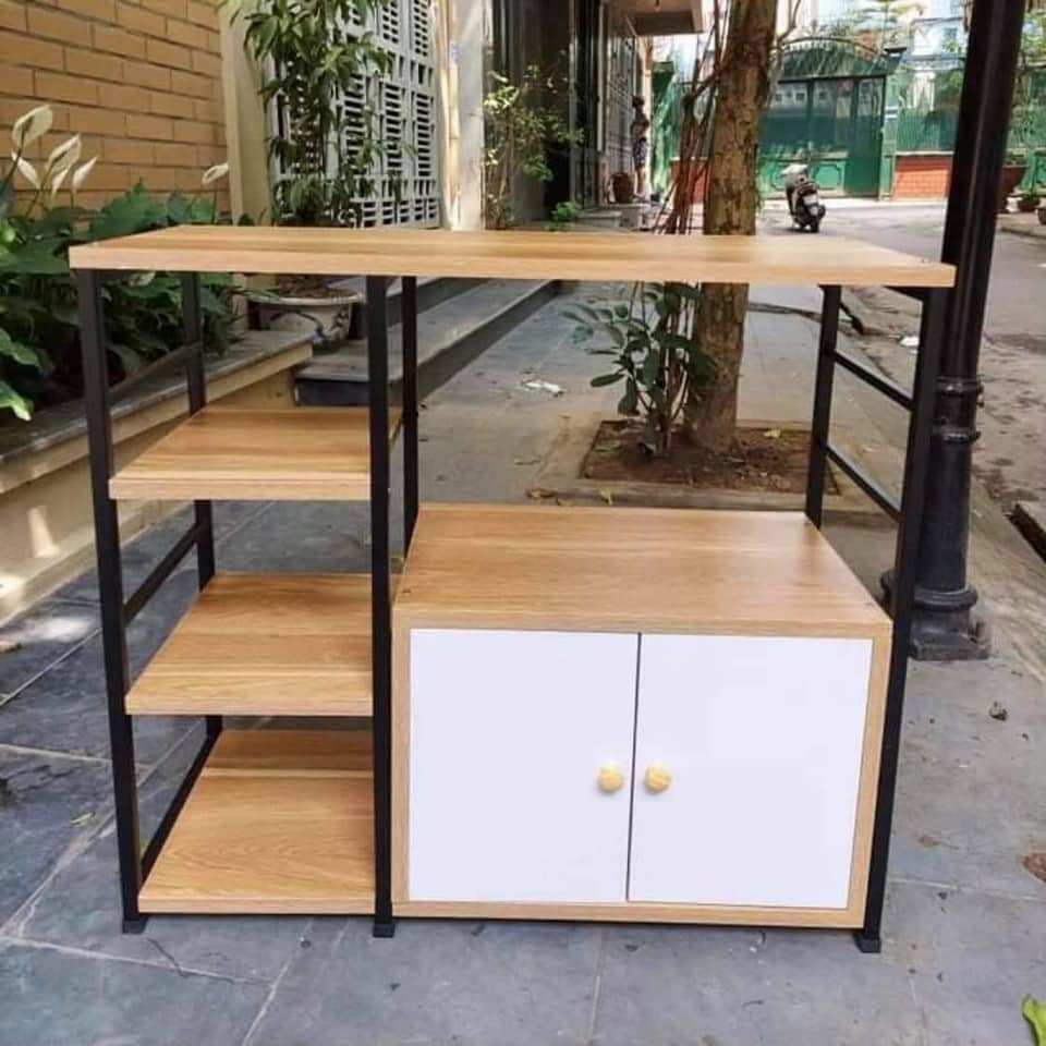 KỆ TỦ LÒ VI SÓNG khung sắt sơn tĩnh điện sàn gỗ MDF cao cấp, KỆ TỦ BẾP đa năng