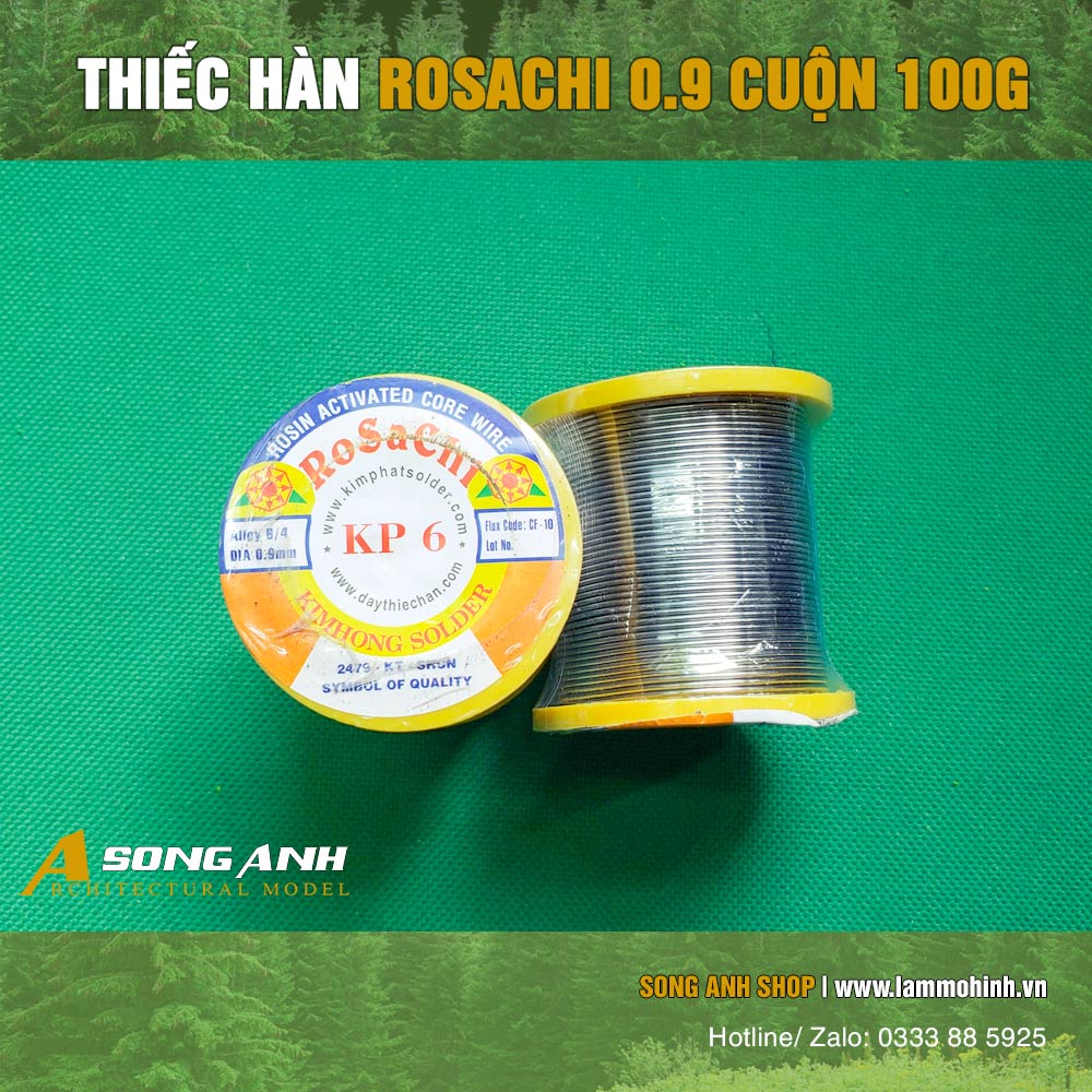 Thiếc hàn rosachi 0.9 cuộn 100g | chì hàn mạch điện tử – đèn led