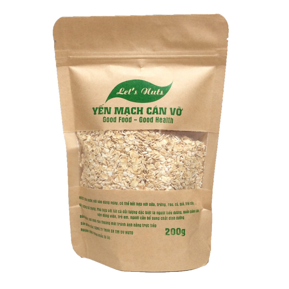 [HCM]Hạt yến mạch cán vỡ Lets Nuts làm ngũ cốc giảm cân bột yến mạch người tập gym bổ sung chất dinh dưỡng túi 200g Let Nuts