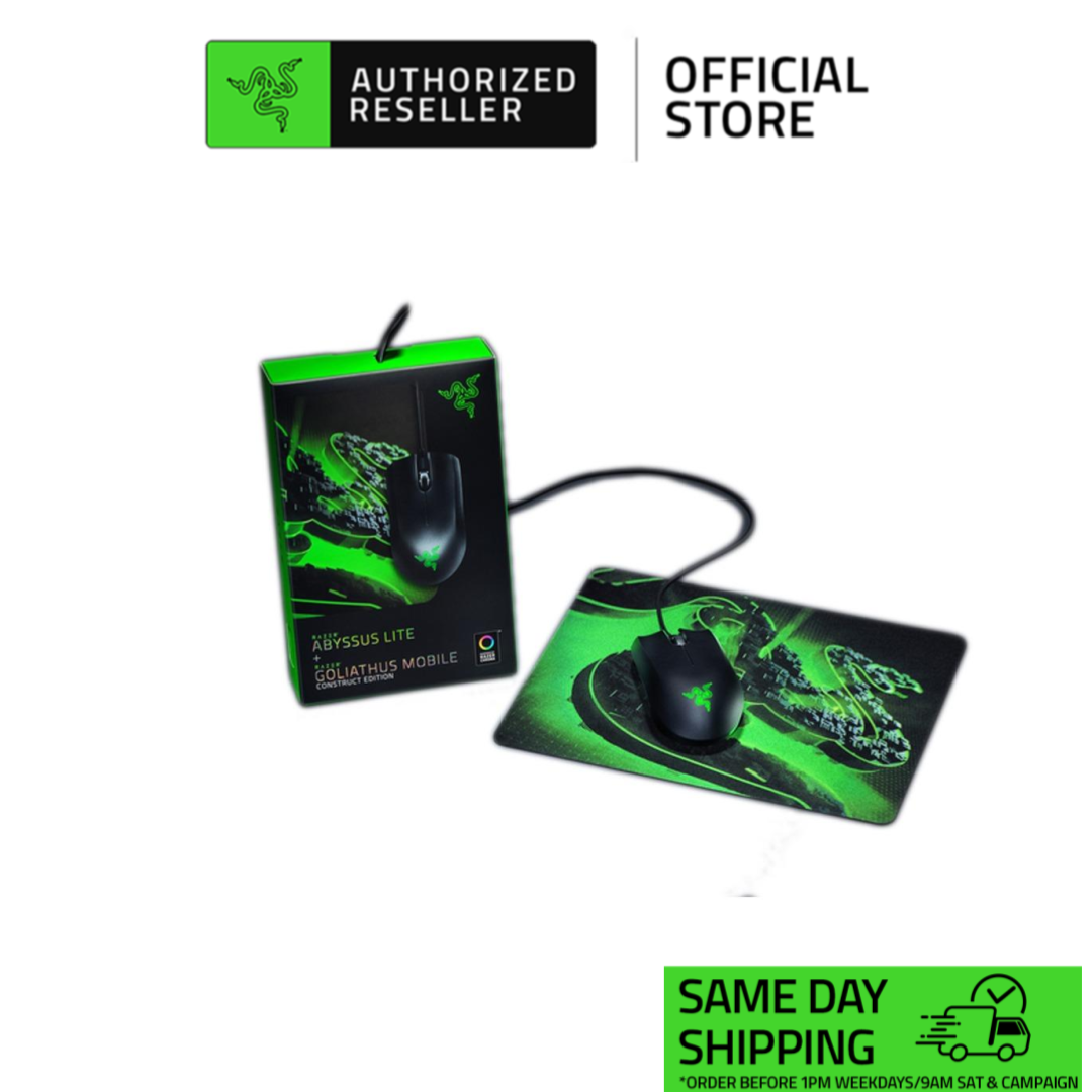Bộ sản phẩm chuột razer abyssus lite + lót chuột razer goliathus mobile construct edition |có dây | 6400 dpi | led rgb