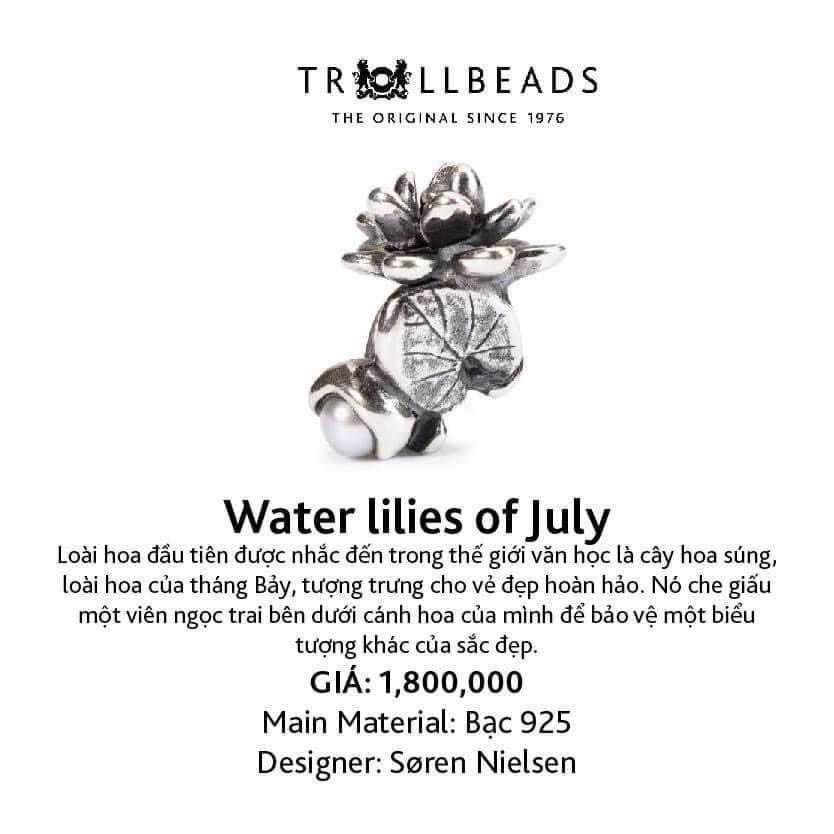 Trollbeads bead bạc cao cấp water lilies of july tagbe-00033