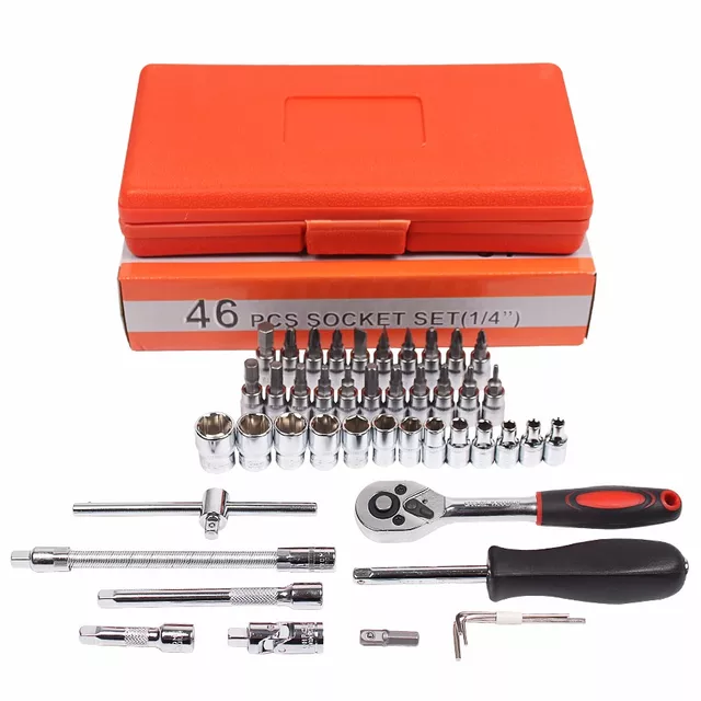 Bộ dụng cụ sửa chữa đa năng 46 chi tiết - Bộ khẩu 46 chi tiết sửa chữa ô tô xe máy- Bộ 46 món ốc vít