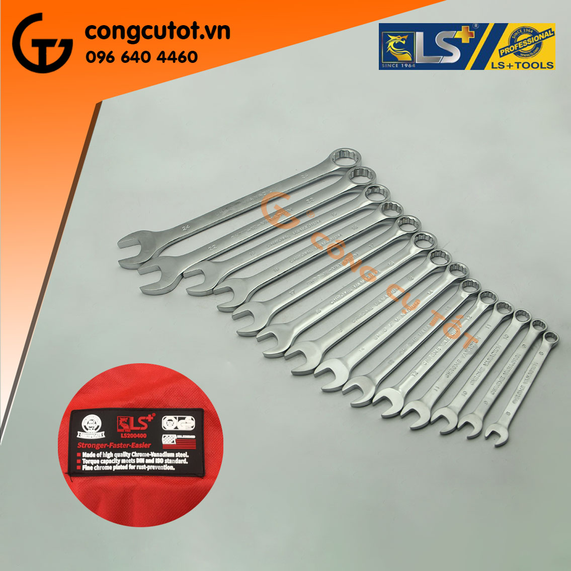 Bộ cờ lê vòng miệng 14 chi tiết 8-24 chính hãng YETI, LS+