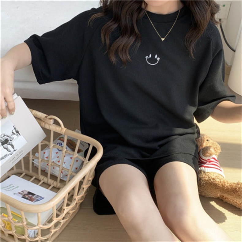 Đồ bộ ngủ nữ, Đồ bộ đi chơi, Đồ bộ mặc ở nhà cho nữ, Đồ bộ ngủ dành cho nữ in hình Mặt cười cực hot