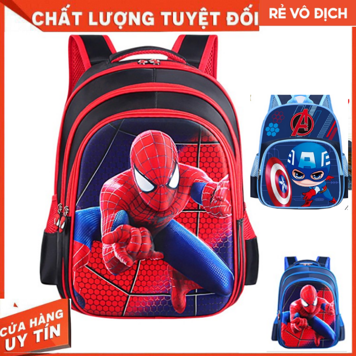 Balo Siêu Nhân, Cặp Siêu Nhân học sinh mẫu giáo, tiểu học hoạ tiết siêu nhân người nhện - Cặp học sinh, Bản Đẹp Dầy Dặn