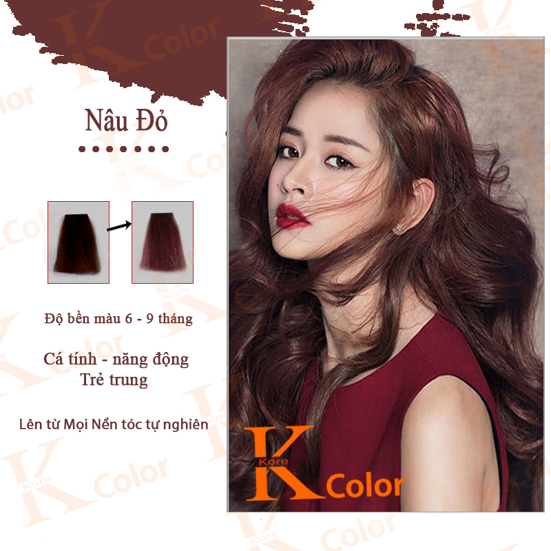 Thuốc nhuộm tóc màu NÂU ĐỎ Kcolor