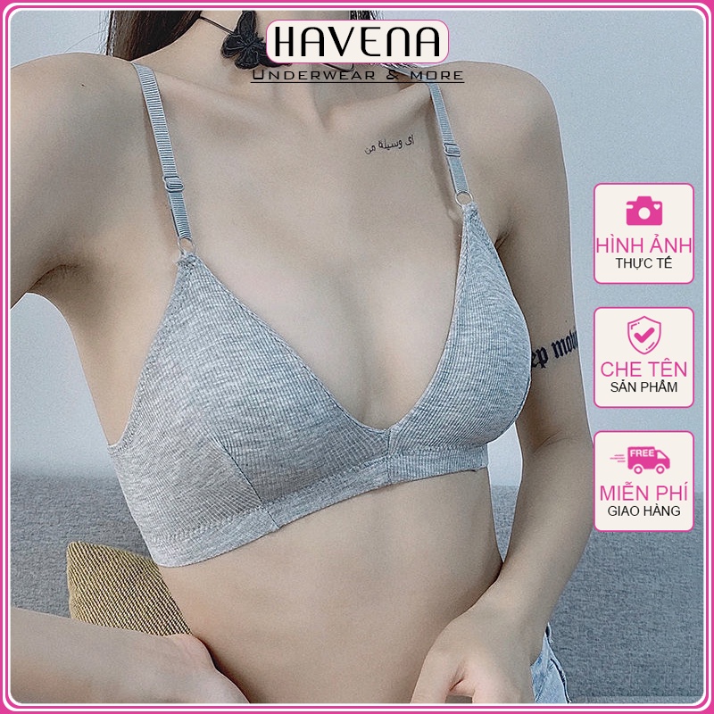 Áo bra nữ cotton có mút ngực freesize havena ac24