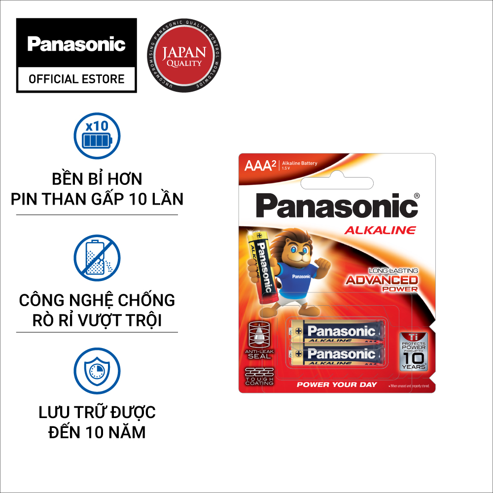 Vỉ Pin kiềm Panasonic Alkaline AAA LR03T/2B-V (2 viên) – Hàng Chính Hãng