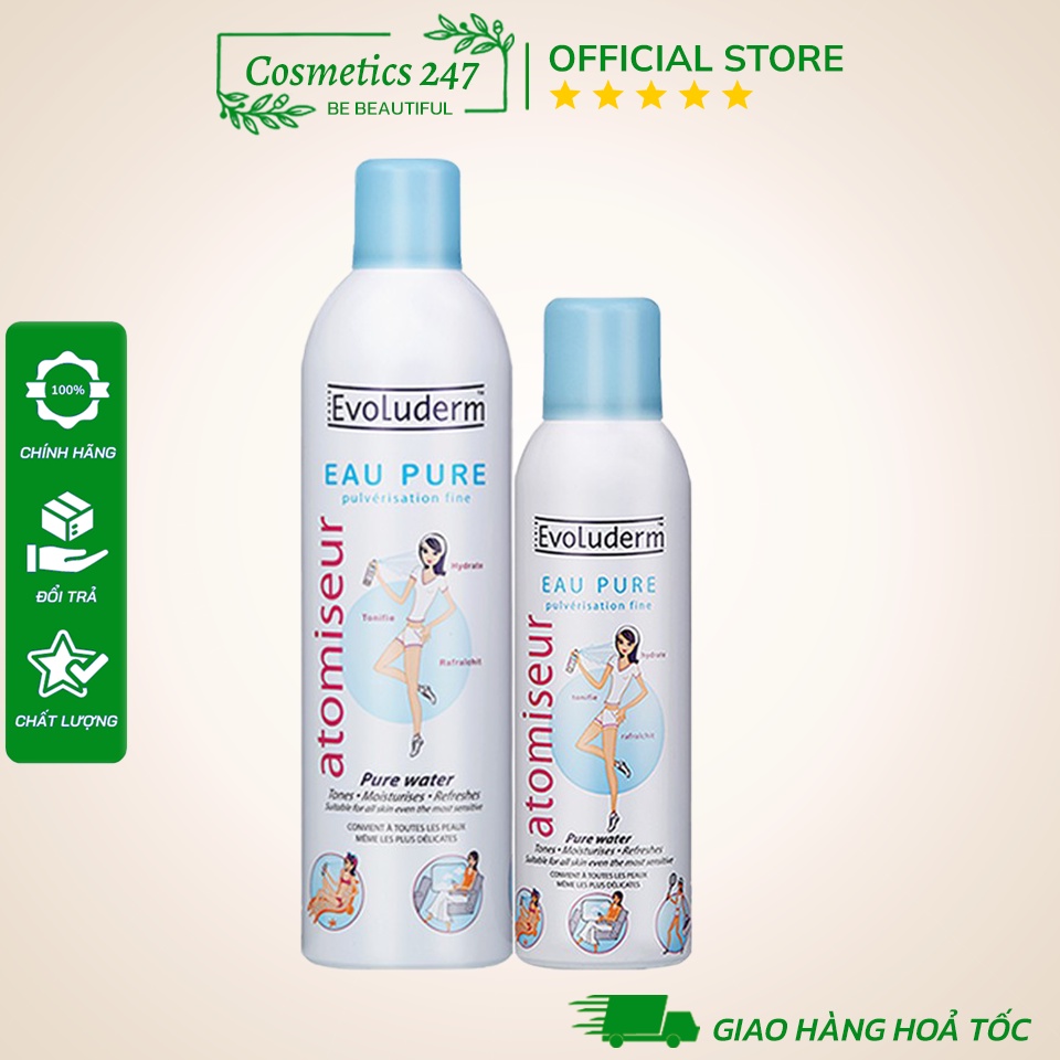 Xịt khoáng evoluderm atomiseur eau pure dưỡng da cấp ẩm 150ml & 400ml