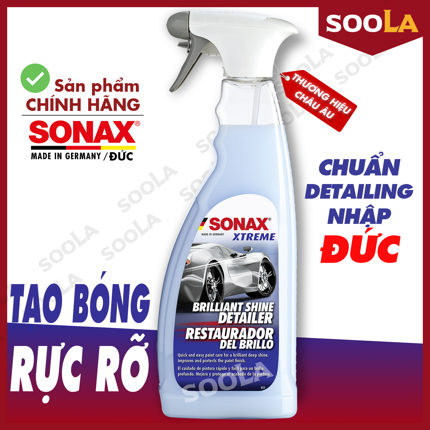 Xịt bóng nhanh rực rỡ mặt sơn SONAX Xtreme Brilliant Shine Detailer 750m 287400