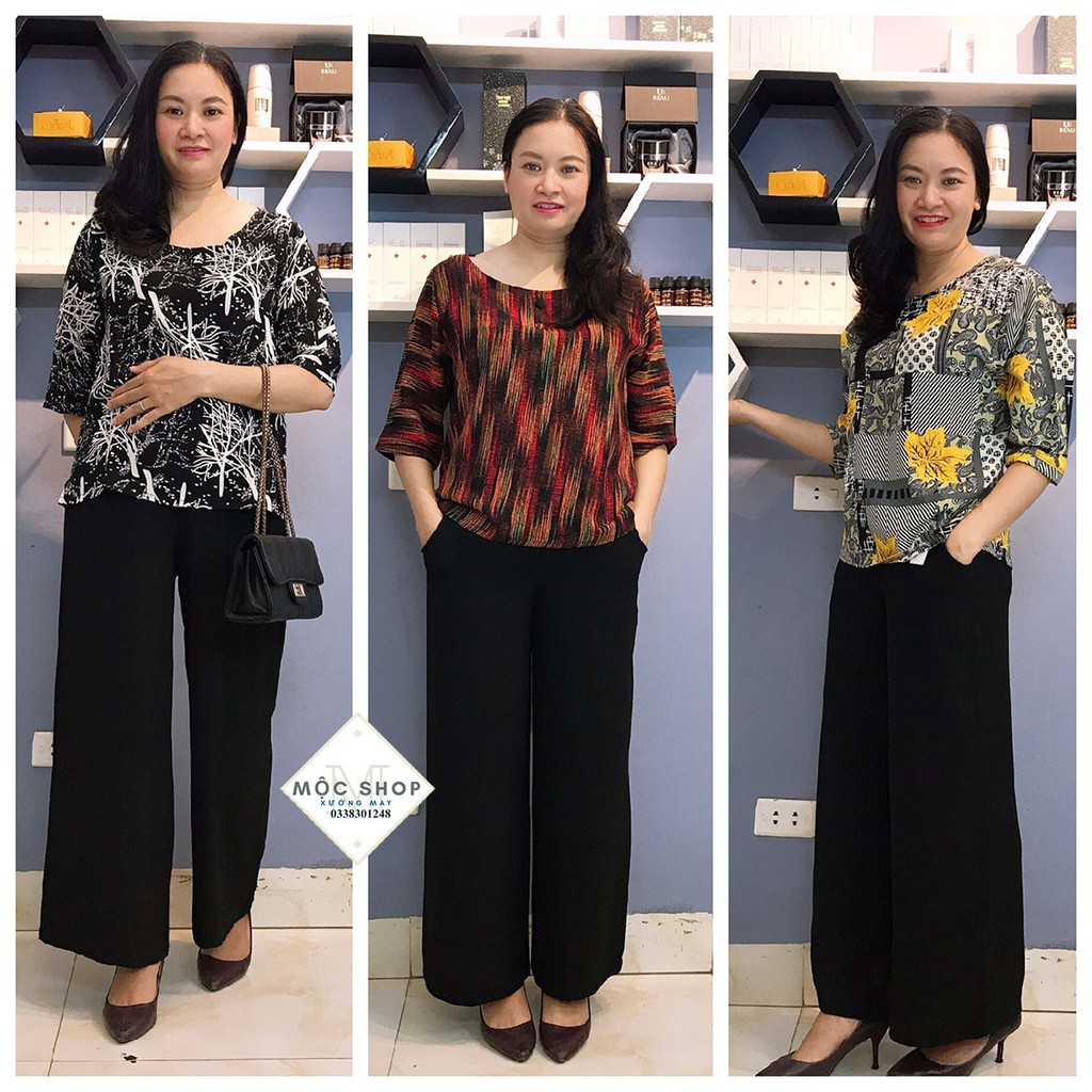 Bộ đồ Trung niên cho Bà cho Mẹ - Áo lụa hàn châu Quần tơ đũi Cao Cấp