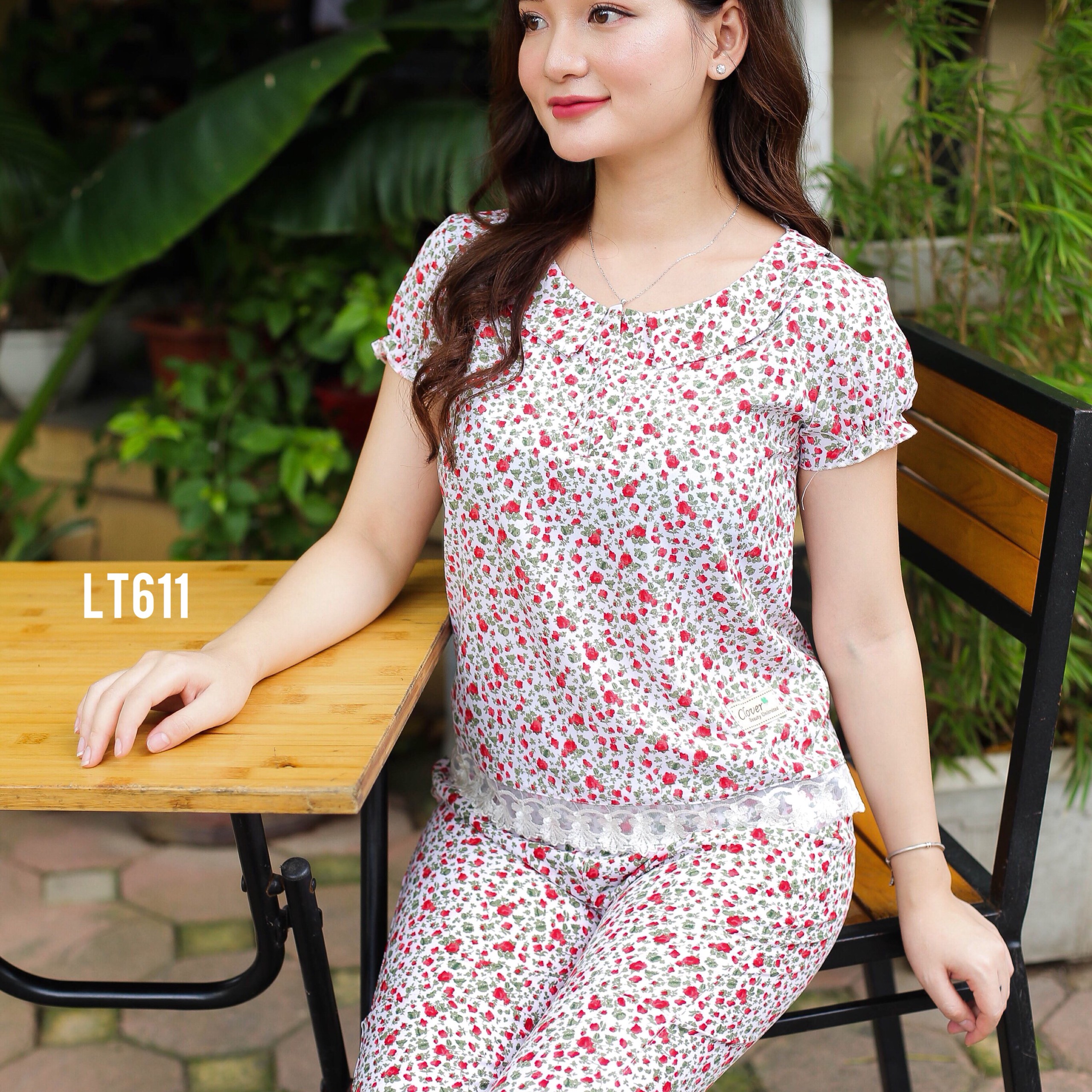 Rẻ vô địch Bộ mặc nhà áo cộc quần lửng lụa thái siêu xinh