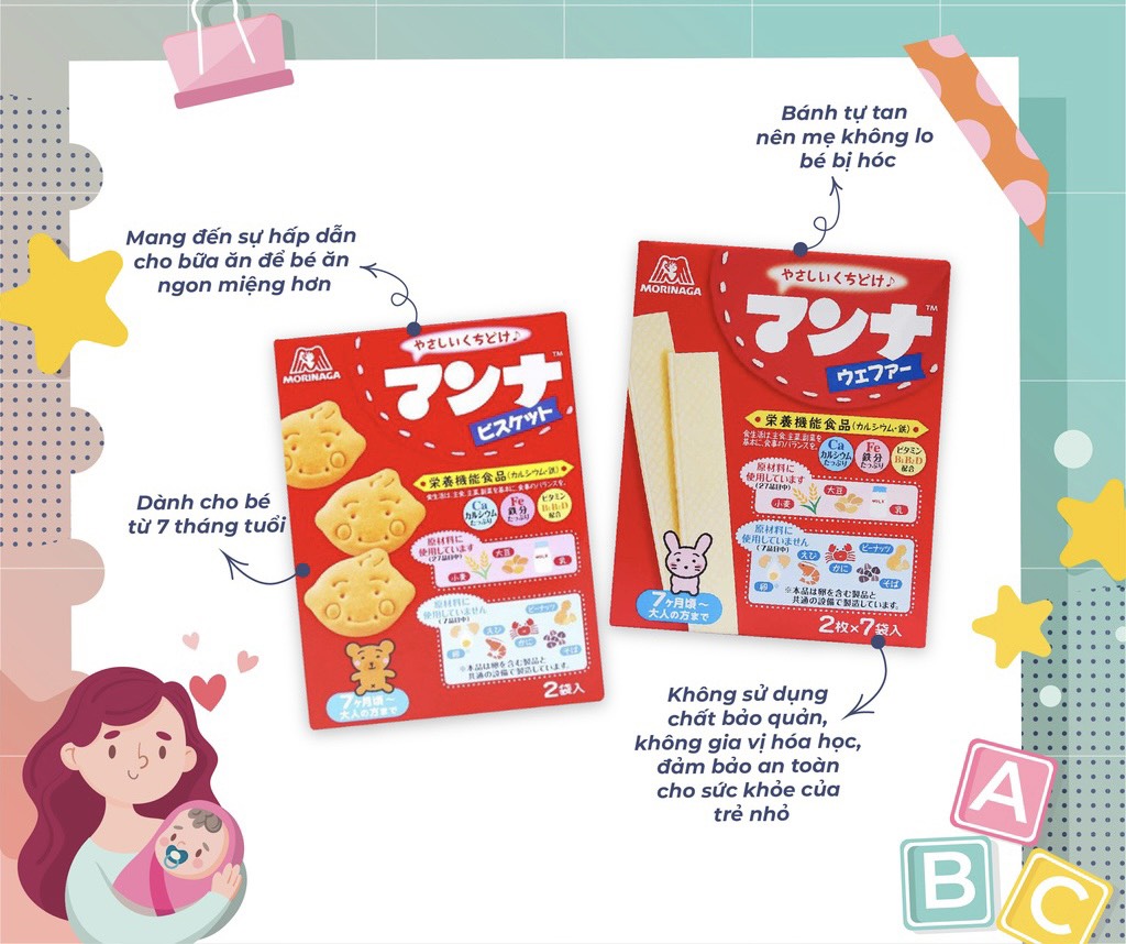 Bánh Xốp Sữa Morinaga cho bé ăn dặm TỪ 7 tháng tuổi