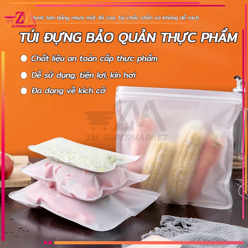 Túi Zip Đựng Thực Phẩm Túi Zip Đựng Thực Phẩm Cao Cấp Túi Bảo Quản Thức Ăn -Dùng để bảo quản thực phẩm tươi, khô trong tủ lạnh, với nhiều kích cỡ khác nhau