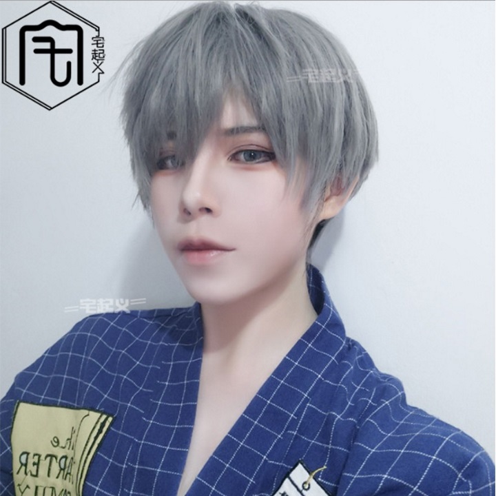 Tóc giả nam nguyên đầu,tóc giả nam cao cấp làm bằng tơ mềm mượt như tóc thật (màu khói) + tặng kèm lưới