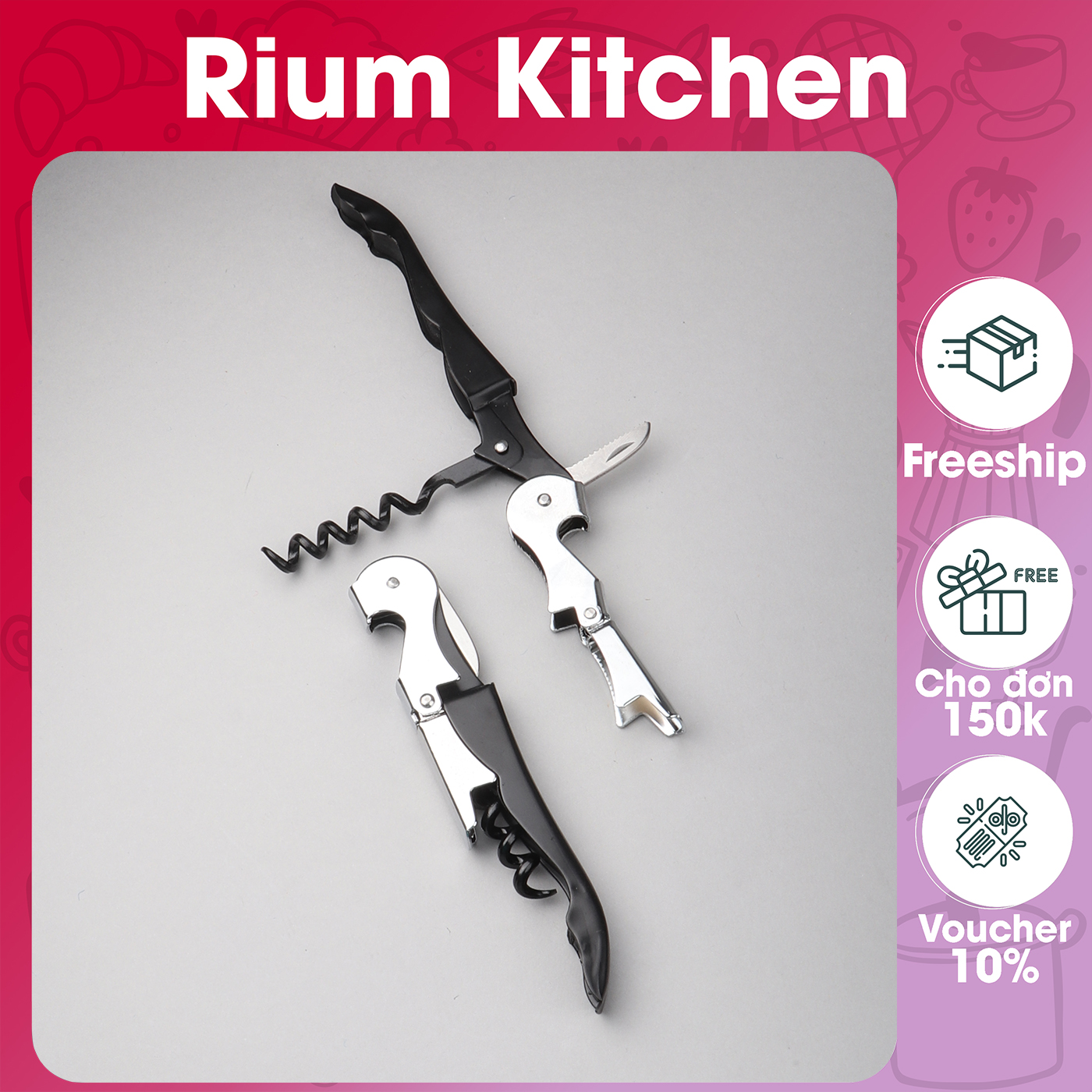 Dụng cụ khui ruou vang và khui bia inox nhỏ gọn Rium cao cấp KM01 - Gia dụng bếp