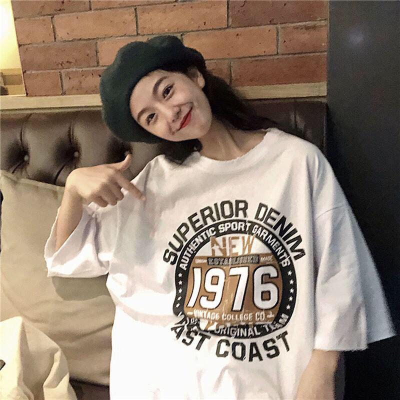 Áo thun tay lỡ form rộng hoạ tiết 1976 -Unisex áo phông nam nữ đều mặc được