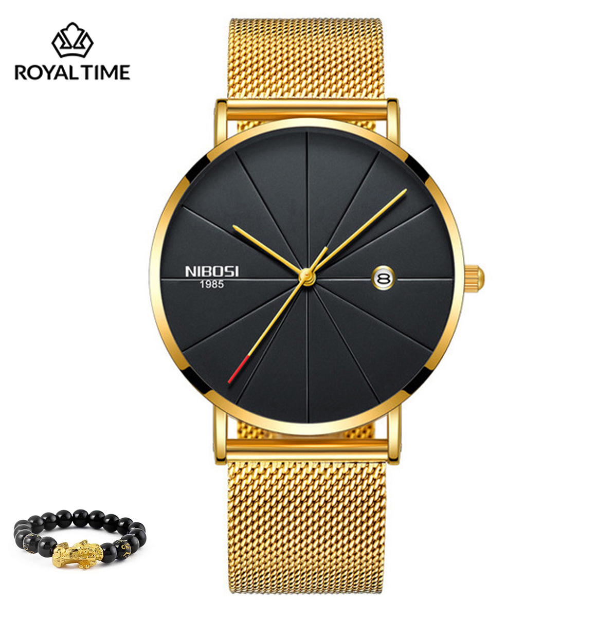 Đồng hồ nam NIBOSI dây lưới thép chống rỉ 2321 - Fullbox - bảo hành 12 tháng - tặng kèm pin - và vòng tay phong thuỷ cao cấp - gói hàng cẩn thận đúng mẫu